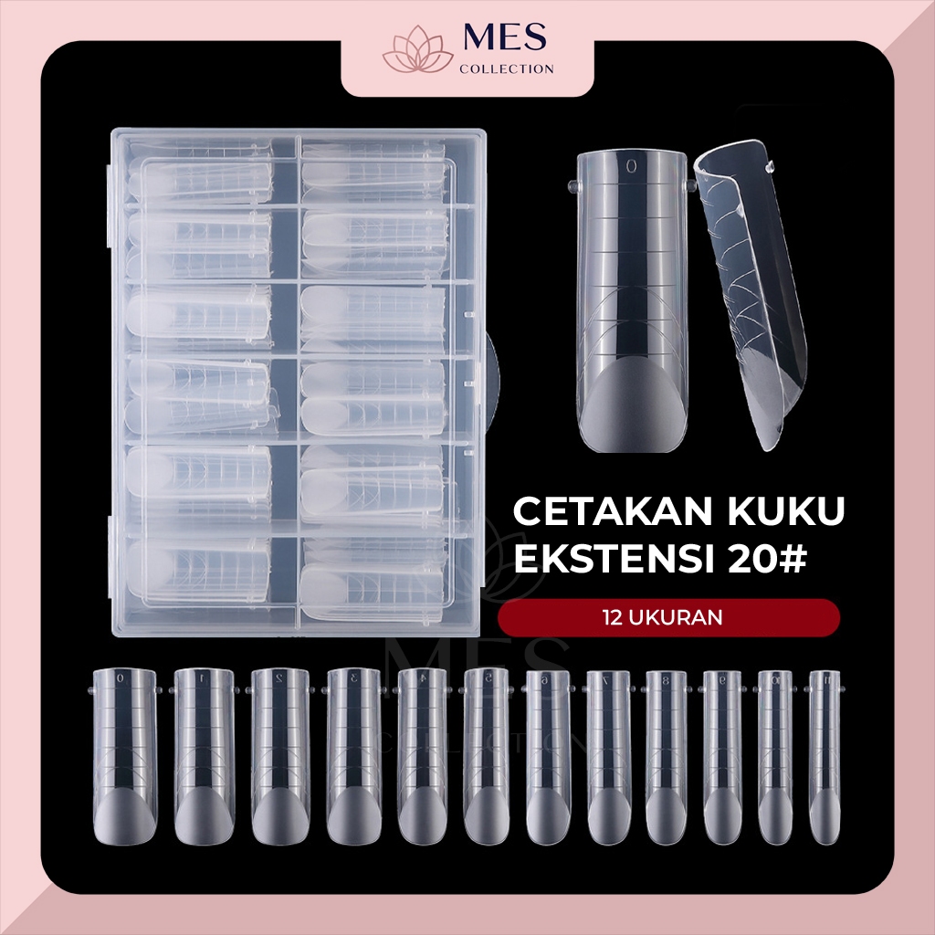 120 Buah Cetakan Kuku Ekstensi Kristal Nail Art Fake Nails Tips Bahan Akrilik dengan Cetakan Bentuk 