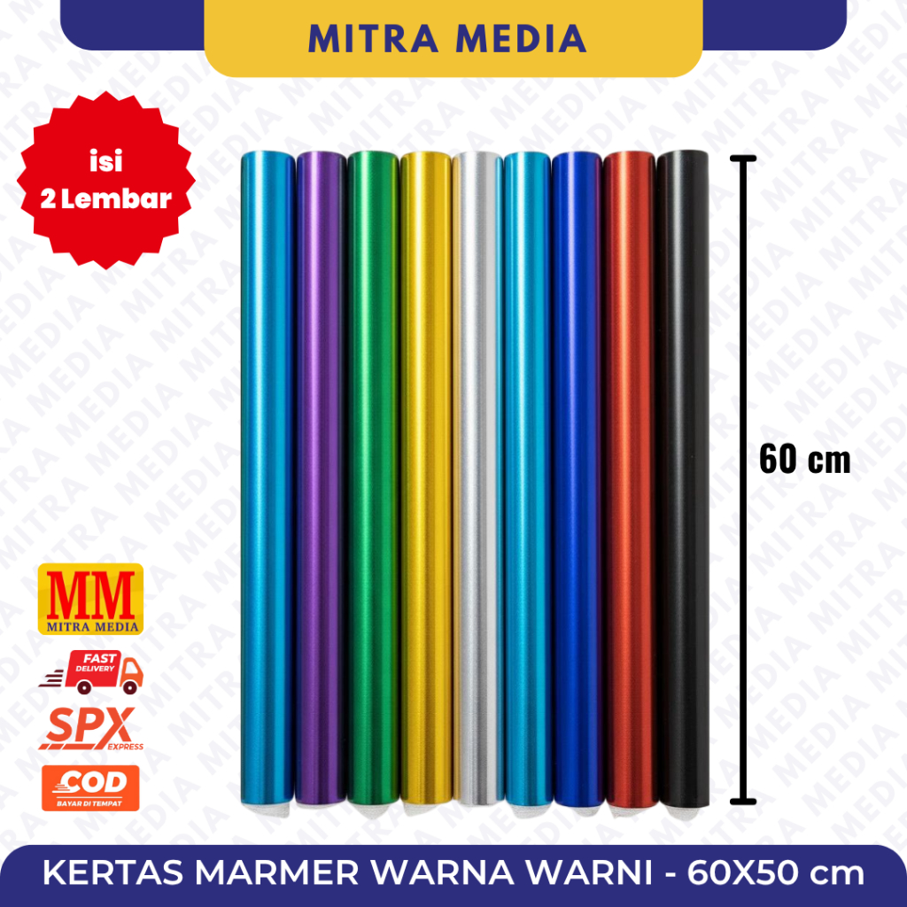 Kertas Metalik / Kertas Marmer / Kertas Mengkilat / Kertas Manila 60x50cm Gulung