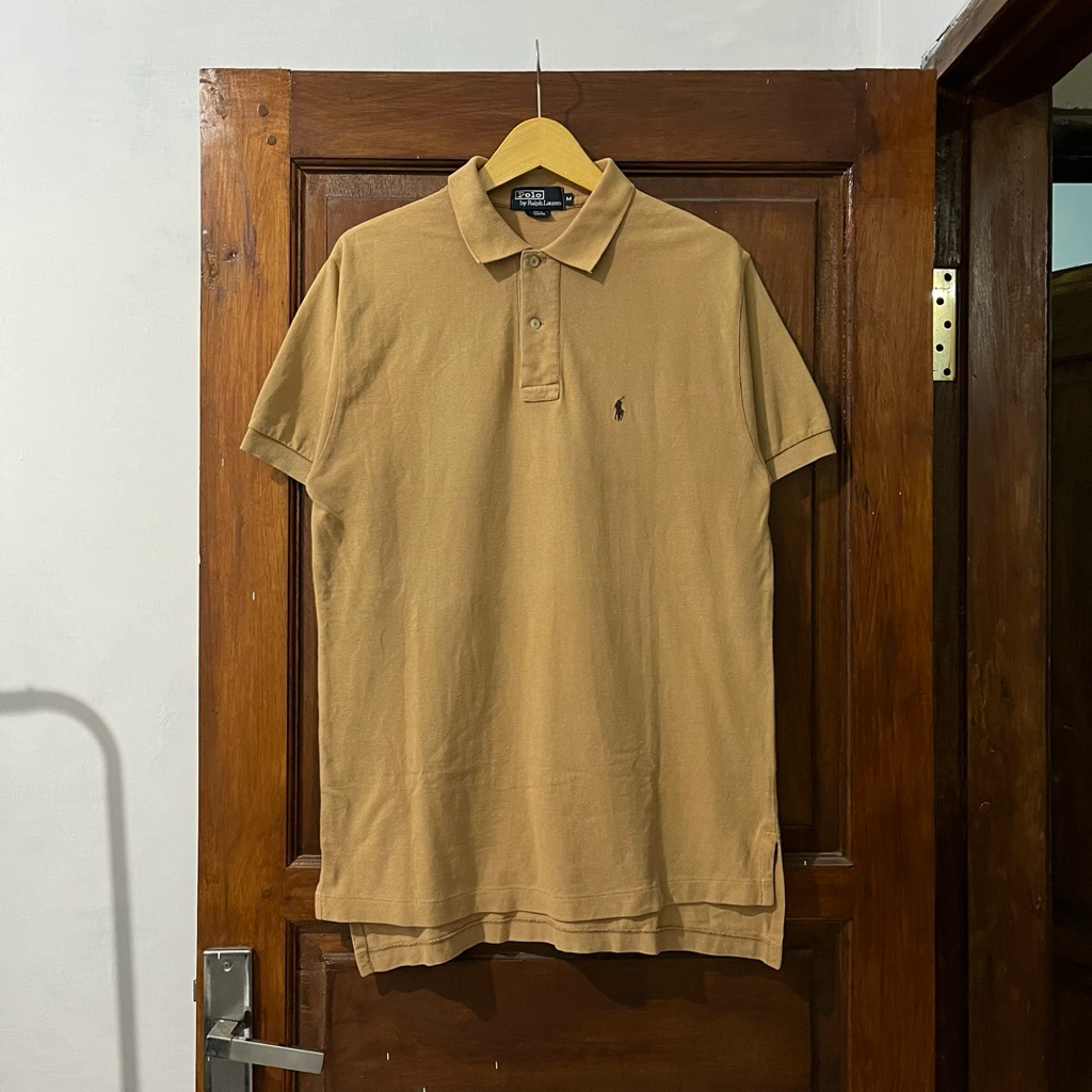 [M-L] Polo Ralph Lauren Cotton Polo Short Sleeve I Brown on brown I Vintage Vtg Retro Kemeja Garis-g