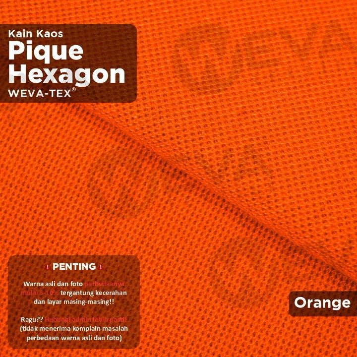 Bahan Kain Kaos Polo Shirt Kain Pique Hexagon CVC 20s Orange