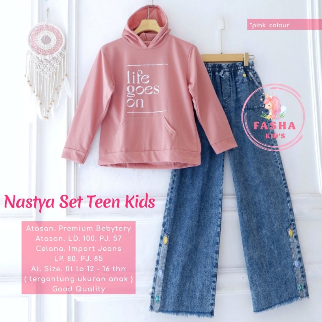 ((NEW ARRIVAL)) SETELAN SWEATER HOODIE&JEANS DENIM REMAJA 9 SAMPAI 14 TAHUN NASTYA SET TEEN KIDS BY 
