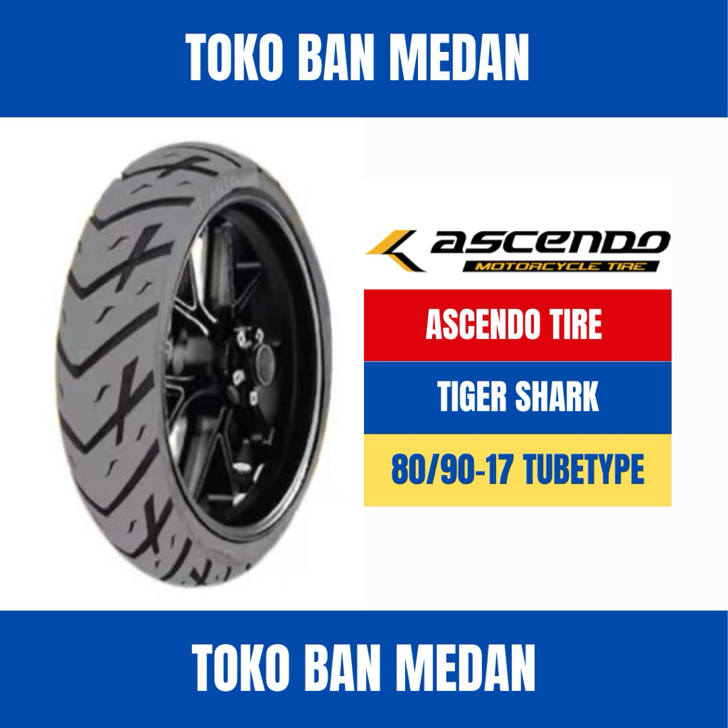 BAN LUAR MOTOR ASCENDO 80/90-17 TIGER SHARK TT TUBETYPE