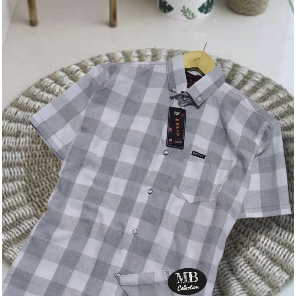 Kemeja Lengan Pendek Pria Dewasa Kain Flanel Super Tebal Lembut M-XXXL