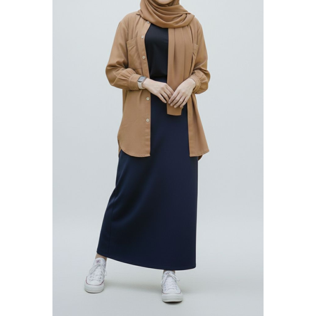 Rok Span Polos Kerja Jumbo | Rok Jumbo Span Scuba Belahan Korean Style | Plain Maxi Skirt