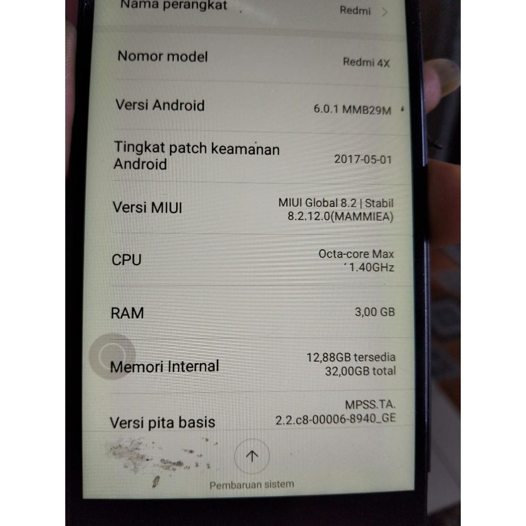 mesin redmi 4x Ram 3/32 normal
