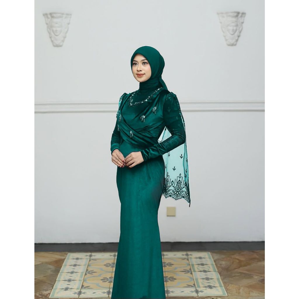 Viona Gamis Satin Mewah Payet Premium Look Elegan Kondangan  Pesta  Jatuh Cantik Dipakai