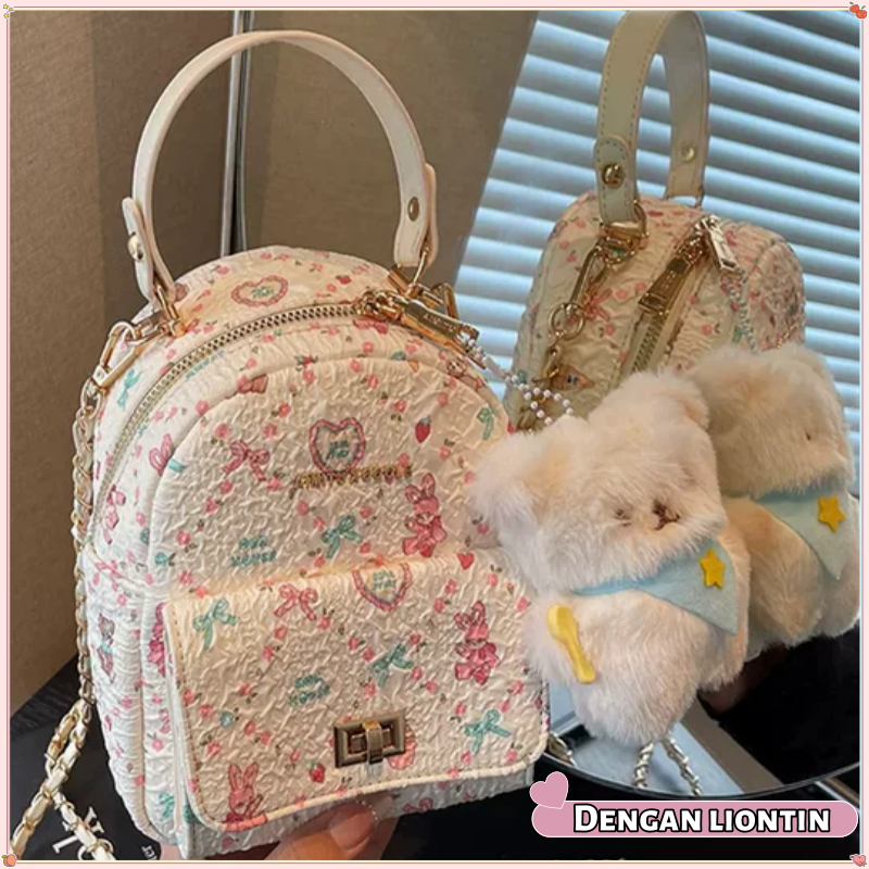 [Liontin gratis]Tas Ransel Mini Kasual Korea/Fashion Tas Kecil Mini/Tas Ransel Mini Aesthetic/Tas Ra