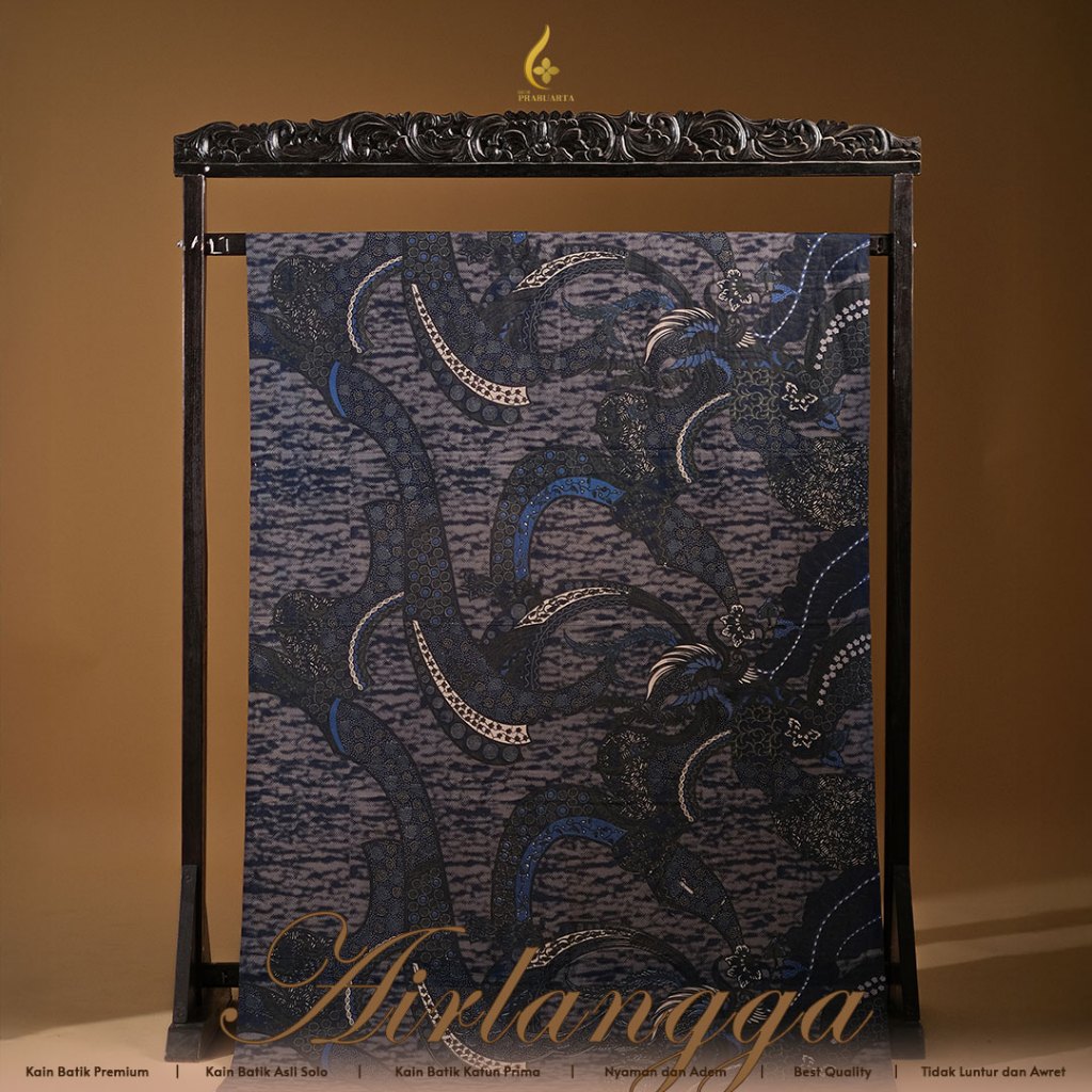 Batik Prabuarta - Kain Batik Solo Modern Premium Airlangga Navy Bahan Batik Katun Motif Gelap