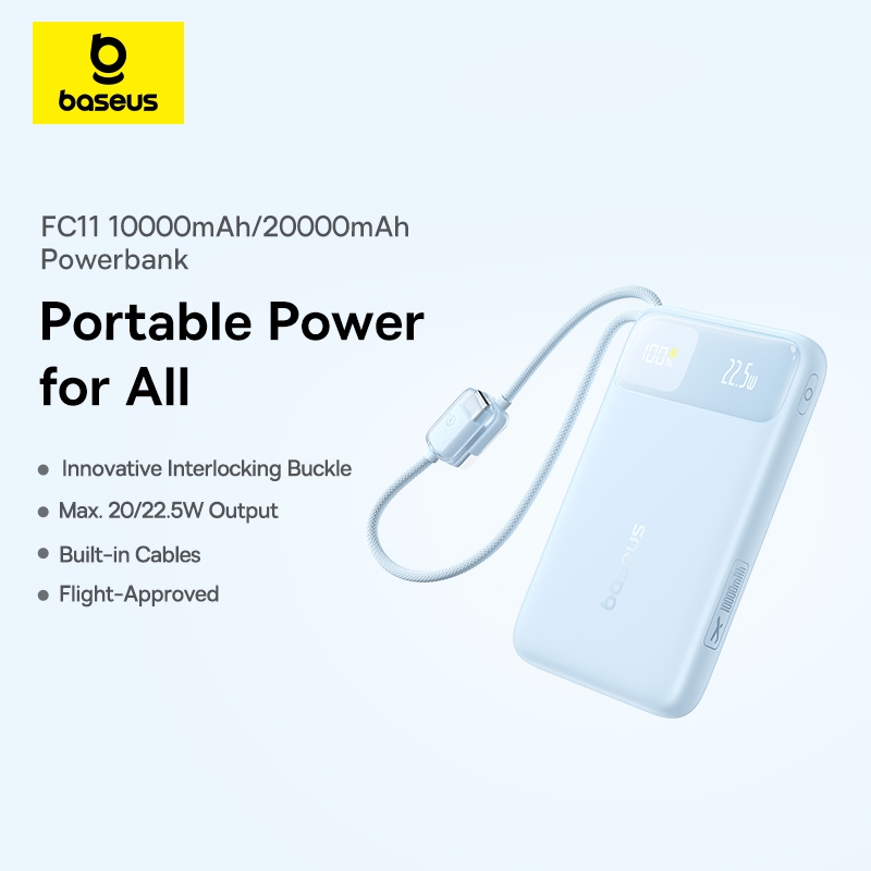 Jess No Limit X Baseus EnerFill FC11 10000mAh 22.5W Fast Charging Power Bank with Built-in Type- C +