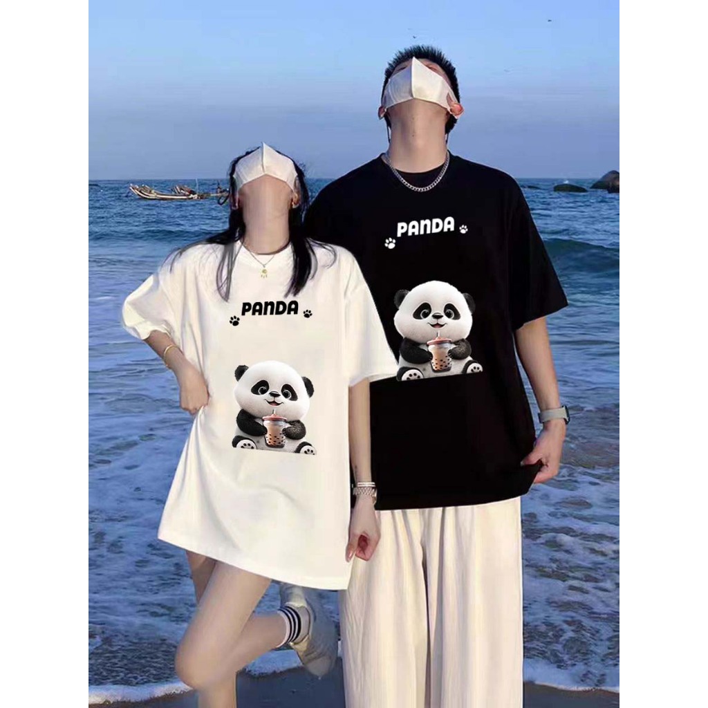 Pola desain kartun PANDA Kaos Pasangan FASHION PRINTING 100% IMPORTIR KOREA OVERSIZE NORMAL STYLE 11