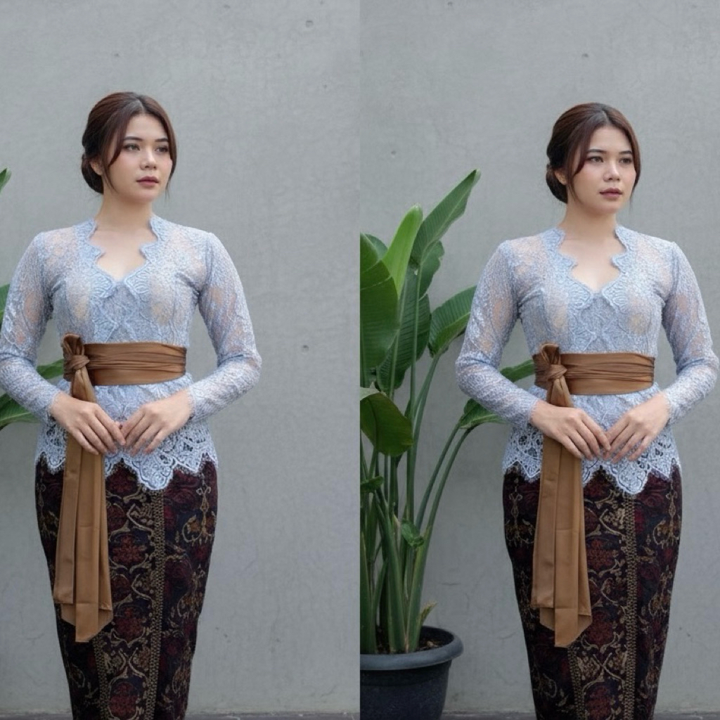 BusanaKebayaBali||Kebaya Metalik Lengan Panjang Leher Sabrina||Kebaya Brokat Terbaru
