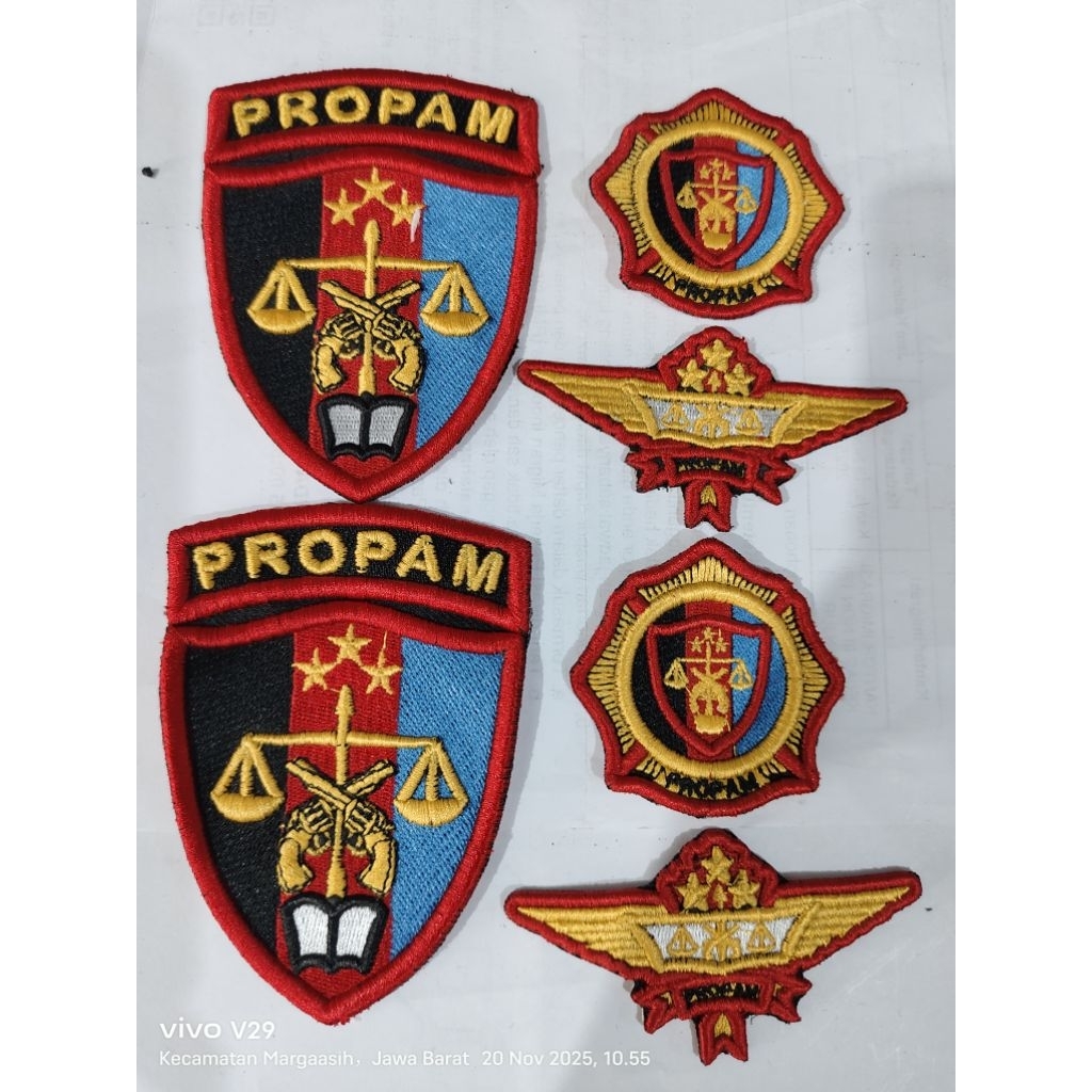 Logo propam atribut Polri bordir timbul