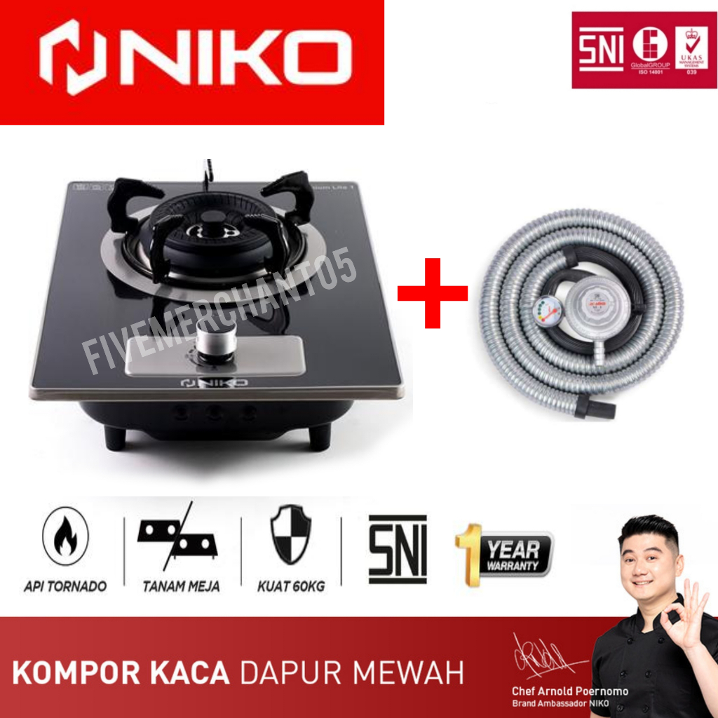 Kompor Gas Tanam Niko TITANIUM LITE SATU 1 Tungku Gas Stove Built In Hobs 2 in 1 Tanam & Meja LPG