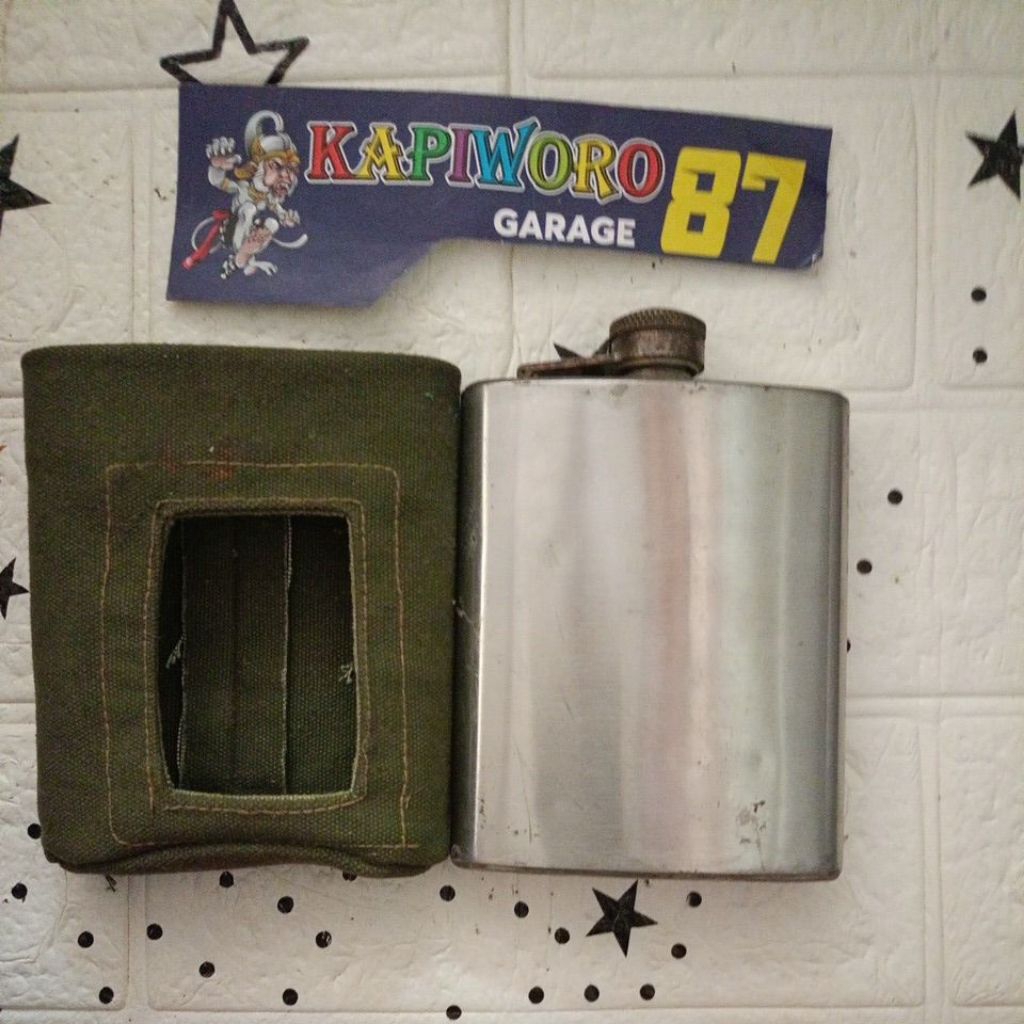 botol minum bir stainless hip flask+cover