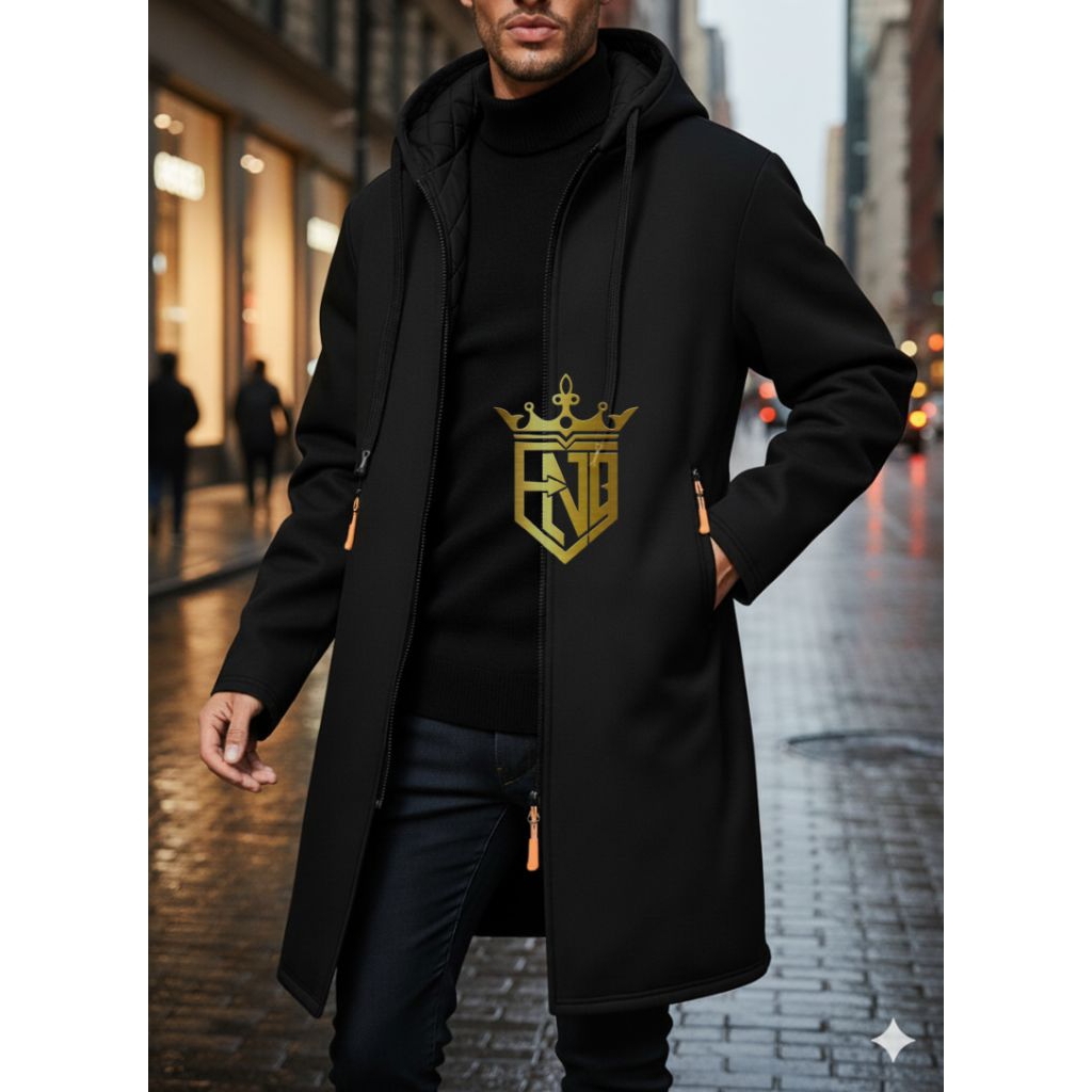 Jaket Fleece Pria Tebal Dan Hangat Musim Dingin Lapis Quilted Diamond Jaket Jubah Panjang 80cm Hanga