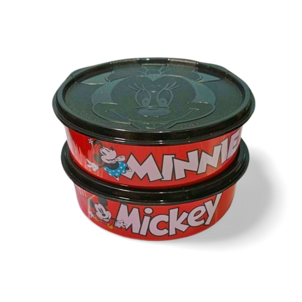 Tupperware Micky Minnie bowl red 1 pics Tempat bekal makan bulat tupperware