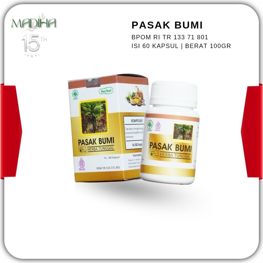 Kapsul PASAK BUMI Original Herbal Indo Utama (HIU) | Herba Tunggal BPOM Penambah Testosteron