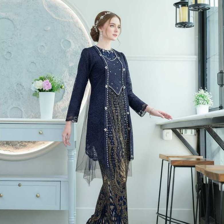Vanriz Kebaya-Tunik Kebaya Burkat Kupu Kupu Baju Wisuda Modren Bahan Burkat