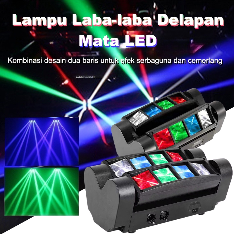 Lampu Moving Head Spider LASER 8x5watt LED Light DJ Spider Moving Spider Power Untuk Pesta Pub Disko