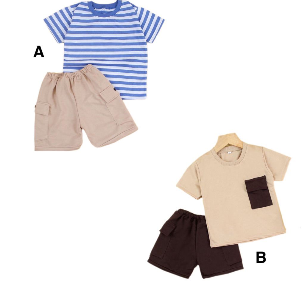 Setelan bayi cowok keren setelan anak 1 2 3 4 tahun setelan kaos anak hitam navy coklat mint abu luc