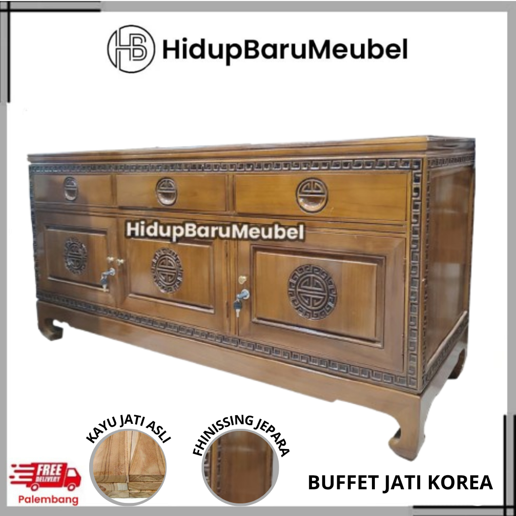 Bupet TV Jati Korea / BUFET LemarI TV jati Jepara JEPANG / almari Ukiran oriental simple / tempat tv