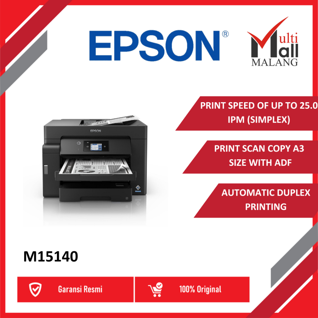 Printer Epson M15140 A3 Monochrome Print Scan Copy ADF WIFI Duplex