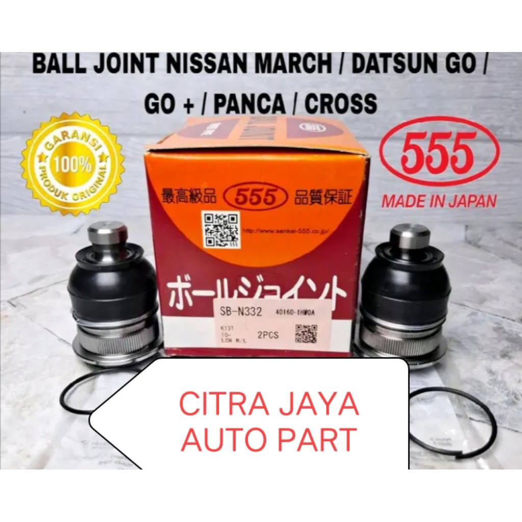 BALL JOINT NISSAN MARCH /DATSUN GO/GO+/PANCA/CROSS ORIGINAL 555 JAPAN 1SET 2PCS