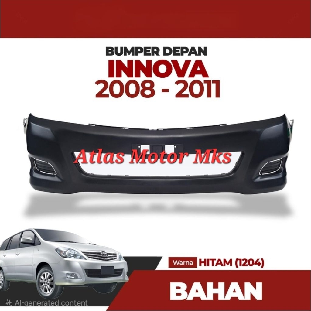 [1PC] BUMPER BEMPER TANDUK DEPAN TOYOTA INNOVA 2008 2009 2010 2011 "2004-2011" - HITAM