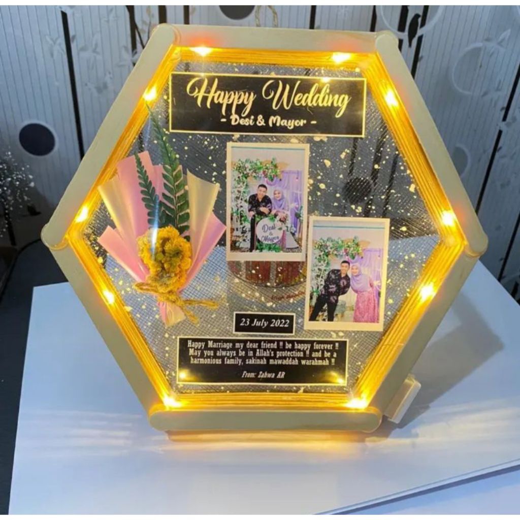 HEXAGONAL FRAME - Hexa frame / Bingkai foto  / kado custom foto / kado pigura / kado ulang tahun / k