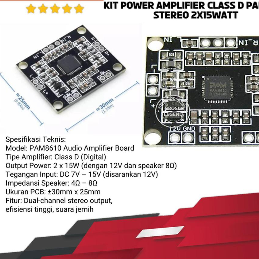 PAM8610 12V Power Amplifier Class D Mini Stereo 2 Channel