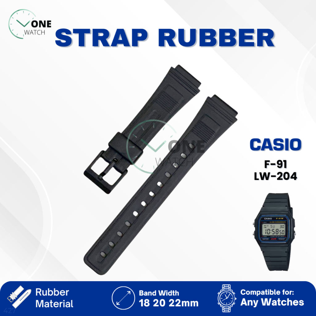 Tali Karet Casio F91 LW204 Premium Strap Rubber Silicone Universal Jam Tangan Tebal 427