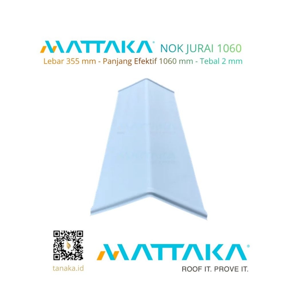 (Hanya Invoice) MATTAKA Nok / Wuwungan Jurai - Efektif 1000mm - Nok / Wuwungan Atap UPVC MATTAKA