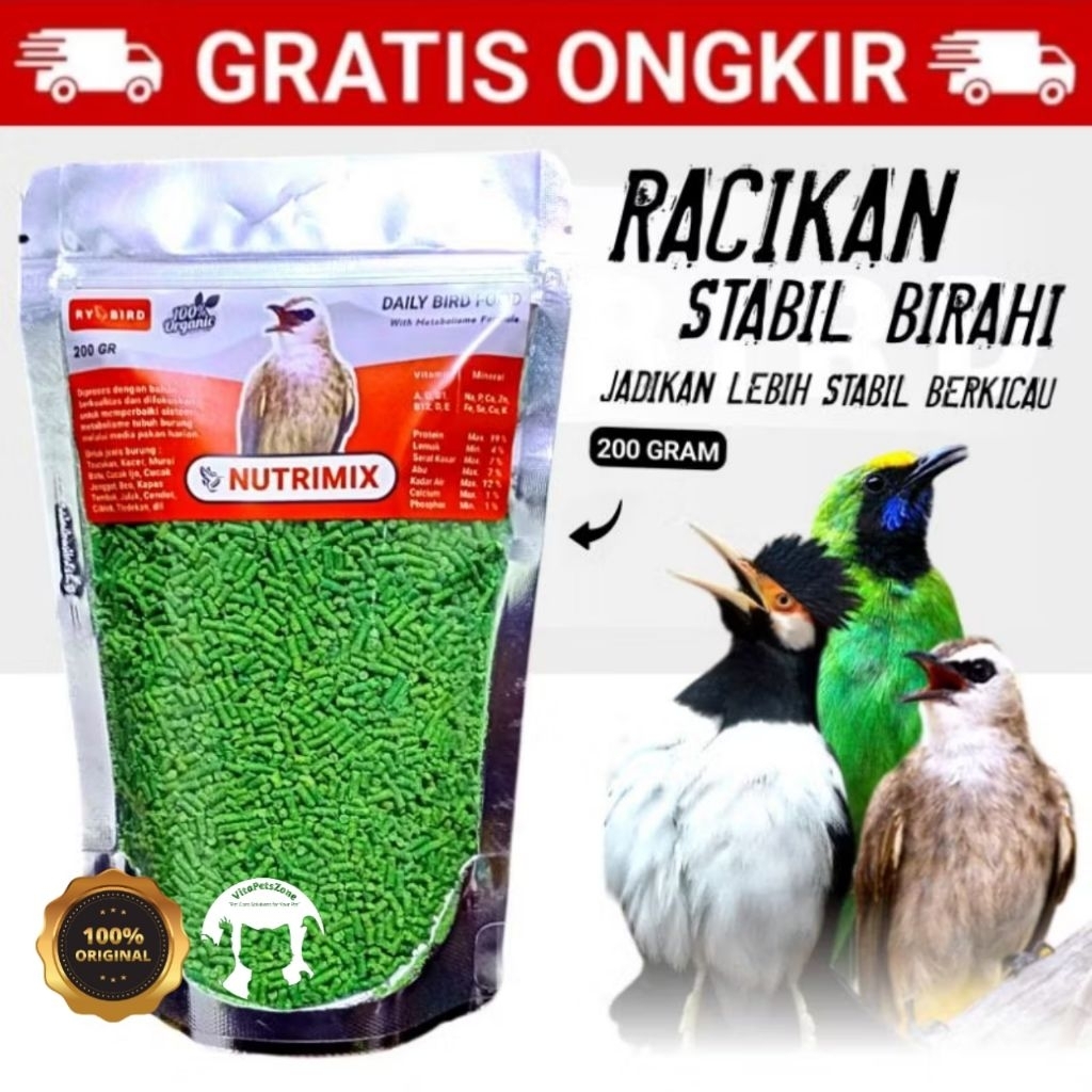 NUTRIMIX VOER HIJAU Pakan Burung Murai Kacer Trucuk Jalak
