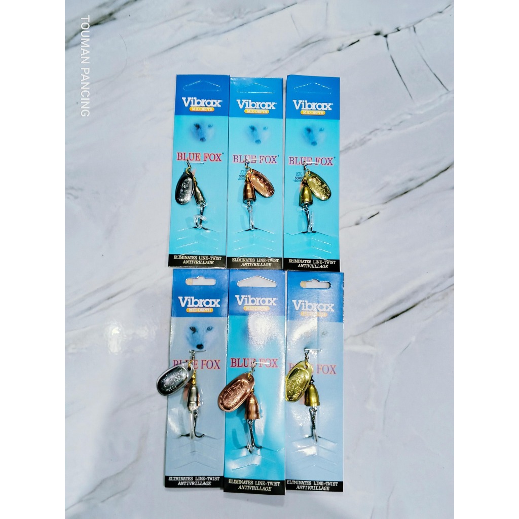 Blue Fox Vibrax KW Spinner | Ukuran Lengkap 0-4 | Warna Silver, Gold, Bronze | Anti Line Twist