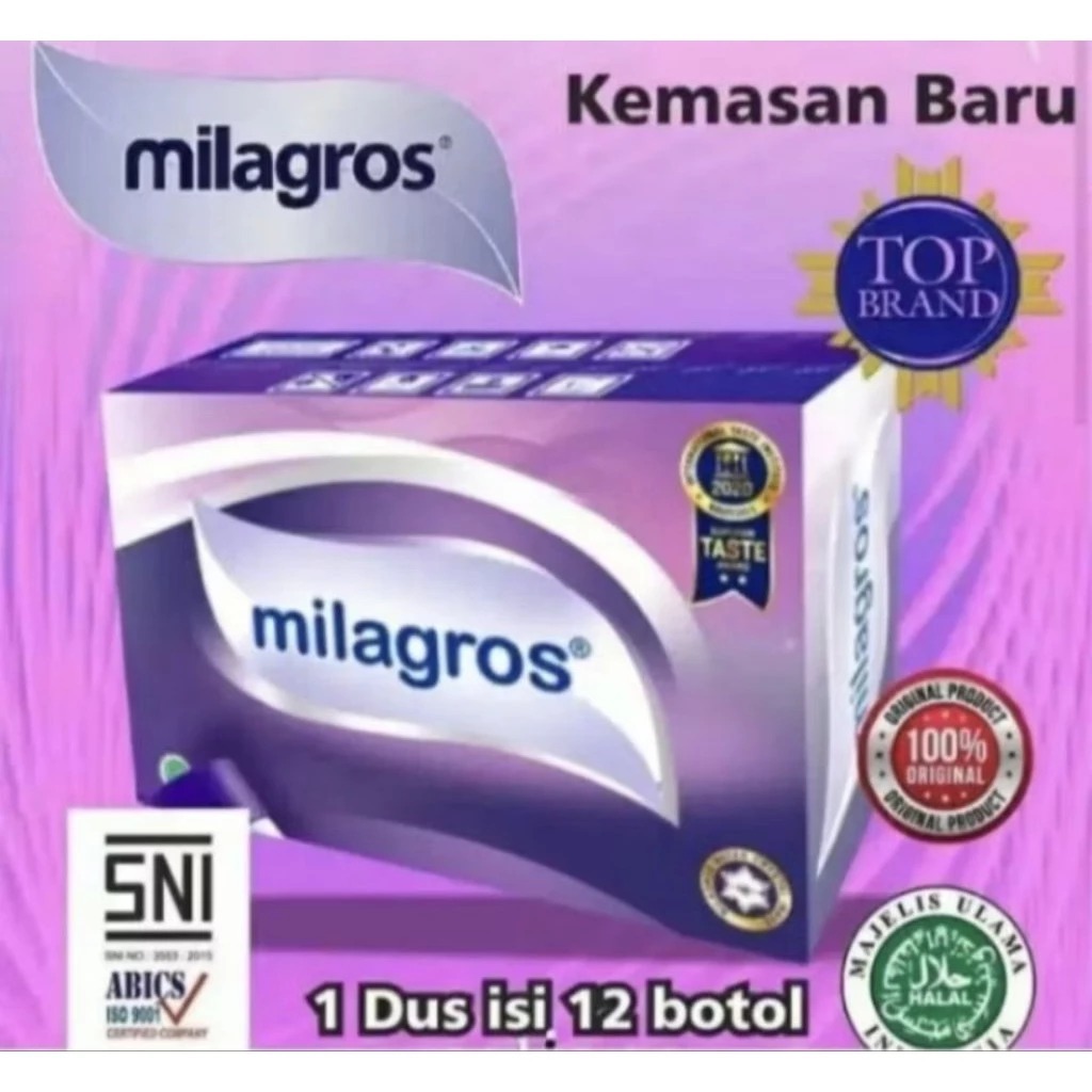 MILAGROS Air Mineral Alkali Alami Original 1 Dus Isi 12 Botol (Kemasan Baru) | Air Minum Kesehatan M