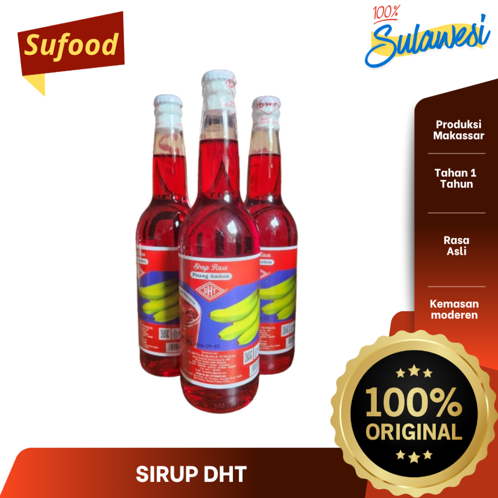 Sirup DHT Makassar Pisang Ijo 620 ml kemasan asli sirup merah