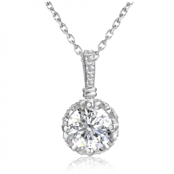 Berlian Moissanite Giverny pendant [GRA CERTIFICATE MOISSANITE DIAMOND] - Kalung 1 carat Moissanite 