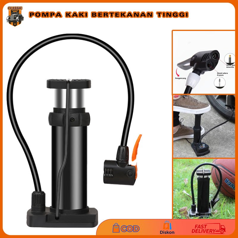 Pompa kaki bertekanan tinggi, universal untuk sepeda, mobil, sepeda motor, dan kendaraan listrik; po