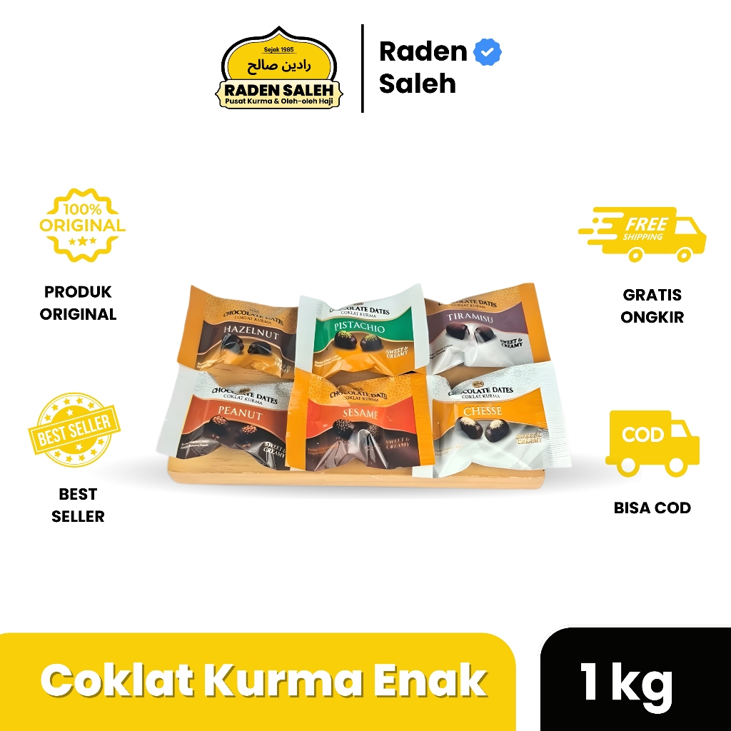 Coklat Kurma King Dates Varian Rasa | Pistachio, Hazelnut, Tiramissu, Keju, Wijen, Kacang