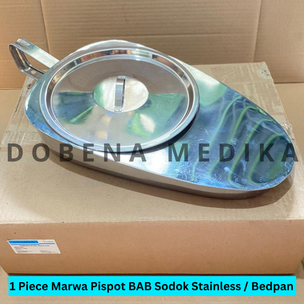 Pispot Medis BAB Stainless Dengan Tutup Sodok / Bedpan Fracture With Lid