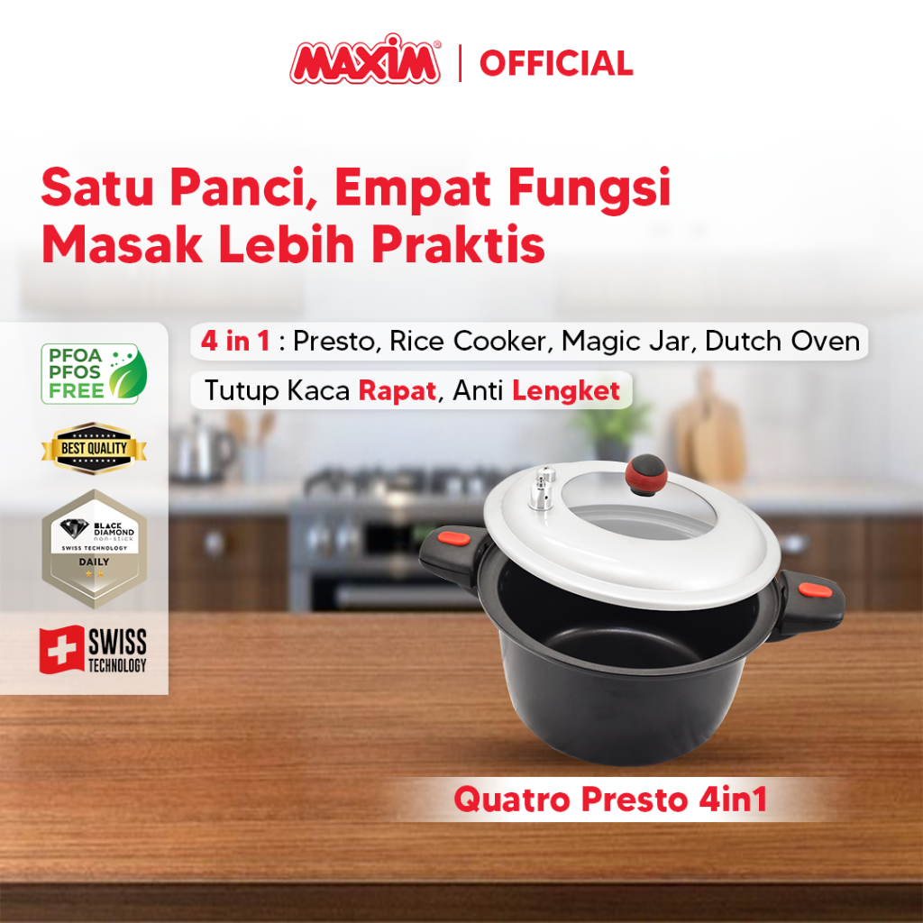 Panci Presto Maxim Quattro 6 Qt 24cm 4 in 1 Speed Cooker