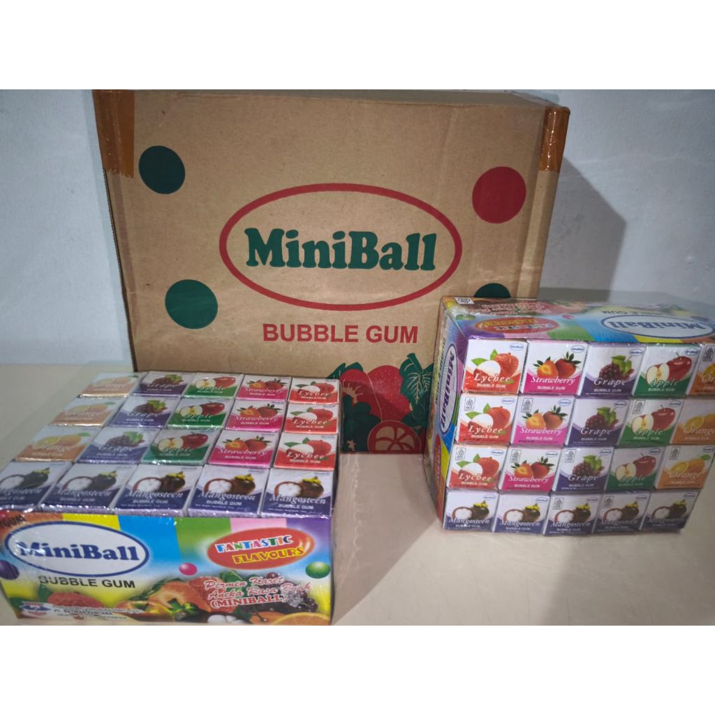 PERMEN KARET ANEKA RASA BUAH MINIBALL ISI 100 PAK