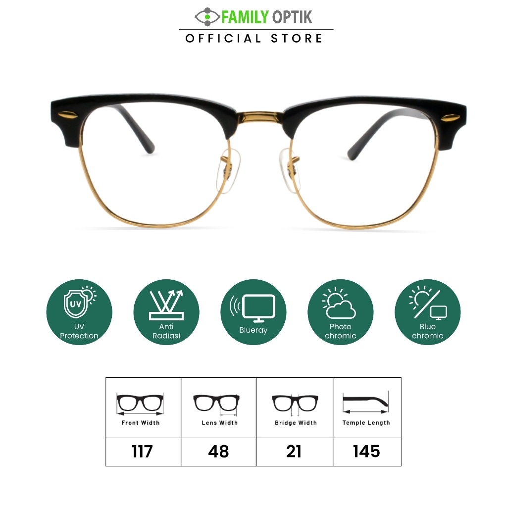 Family Optik - Kacamata Vintage Blueray Photocromic Anti Radiasi 5154