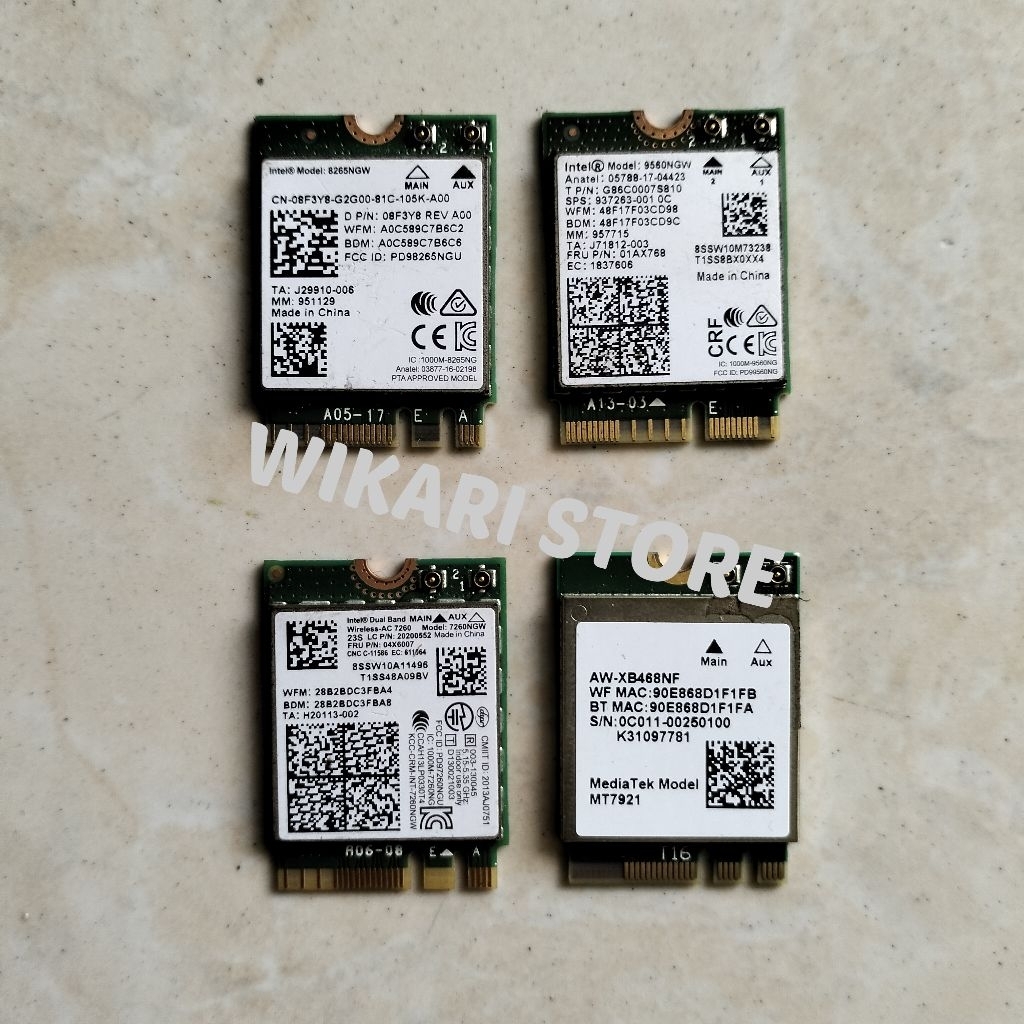 Wifi card laptop ac9560, ac8265, ac7265, wifi 5, wifi 6,  intel, realtek, qualcom, mediatek