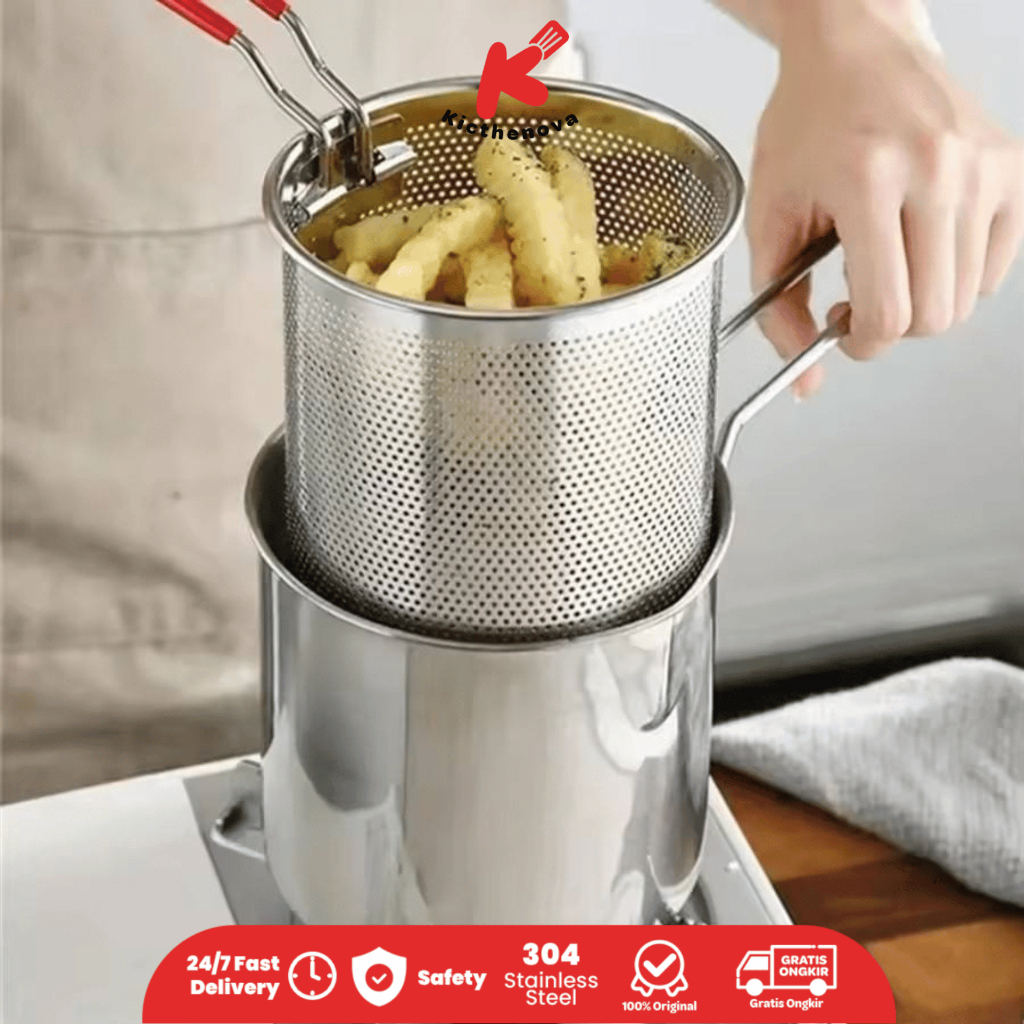 Panci Deep Fryer Panci Goreng Ayam Kentang Panci Tirisan Minyak Deep Fryer Manual 304 - 515