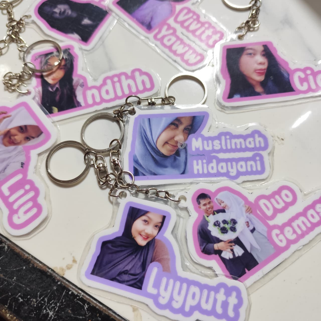 GANTUNGAN KUNCI FOTO CUSTOM ~ KEYCHAIN VIRAL CUSTOM FOTO + NAMA