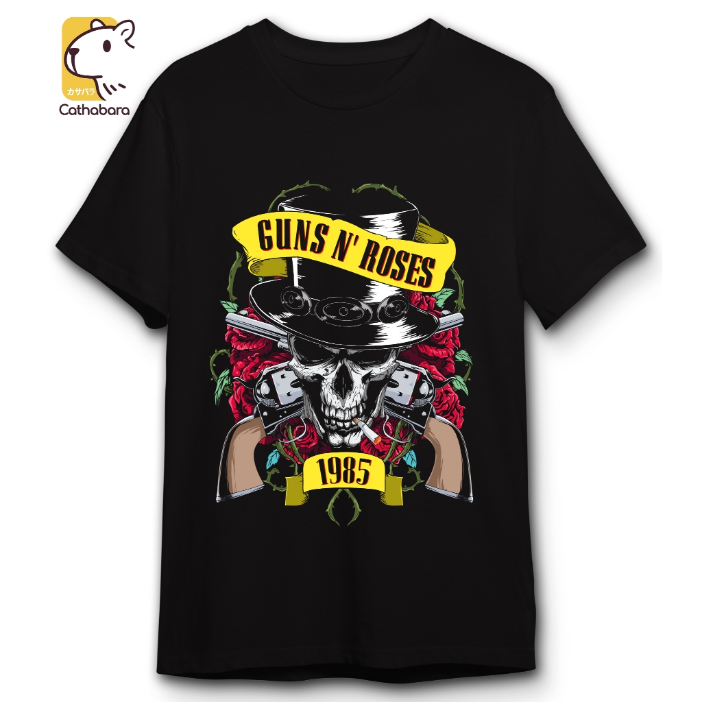 T-Shirt Guns n Roses - Kaos Guns N Roses Skull Original Design KAOS LENGAN PENDEK PRIA WANITA HITAM 