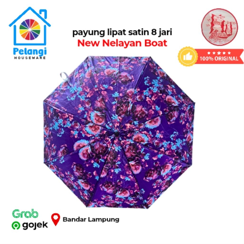 Payung Lipat Satin 8 Jari New Nelayan Boat Asli