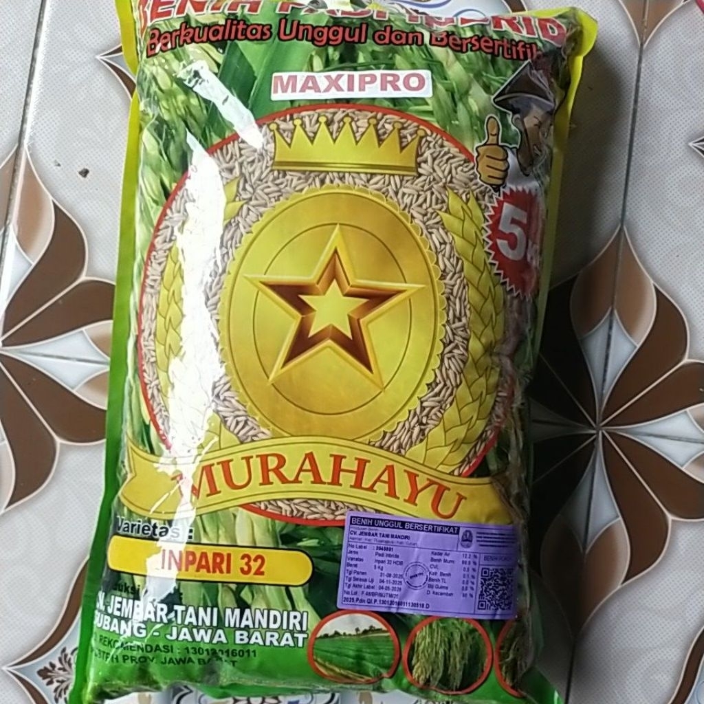 Benih padi Inpari 32 Maxipro 5 kg. Benih padi label ungu benih unggul berkualitas dari Subang Jawa b