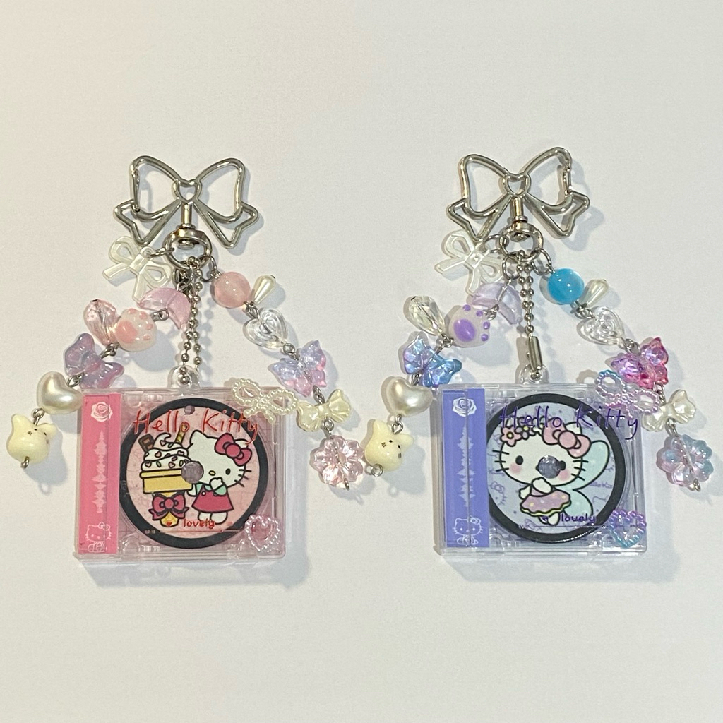 hello kitty album cd kaset beads keychain | gantungan manik charm album cd kaset hello kitty